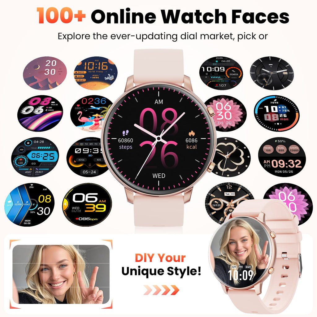 Mingdaln Smart Watch for Women, with 1.39" HD Answer Make Call/IP68 Waterproof/10 Days Standby, with Fitness Tracker,Smartwatch for Android IPhone Devices（Gold）