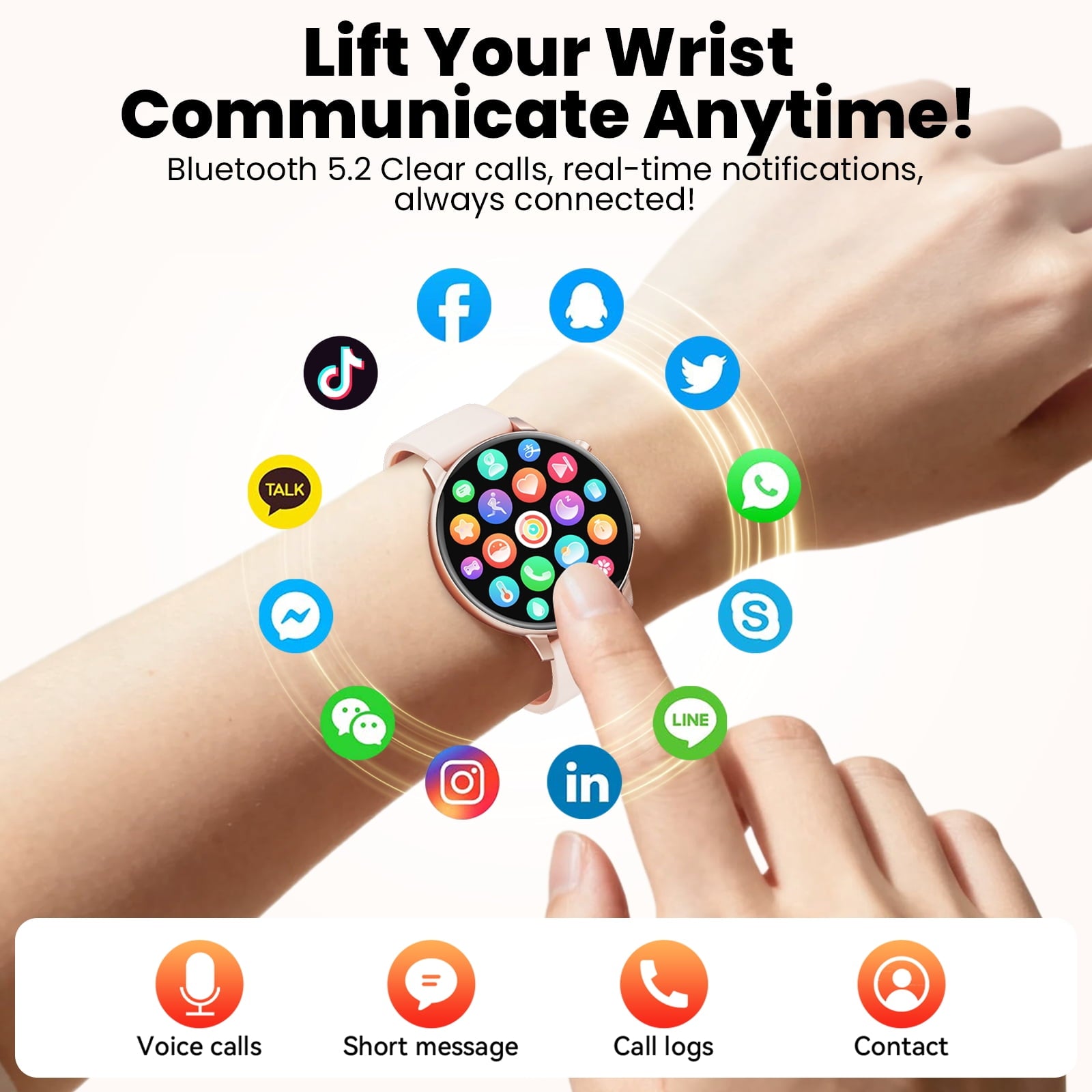 Mingdaln Smart Watch for Women, with 1.39" HD Answer Make Call/IP68 Waterproof/10 Days Standby, with Fitness Tracker,Smartwatch for Android IPhone Devices（Gold）