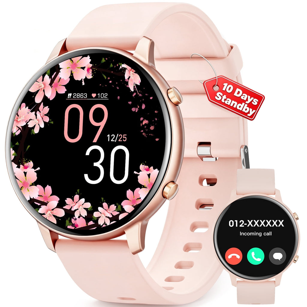 Mingdaln Smart Watch for Women, with 1.39" HD Answer Make Call/IP68 Waterproof/10 Days Standby, with Fitness Tracker,Smartwatch for Android IPhone Devices（Gold）